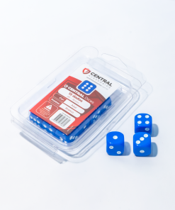 Central Dice - d6 de 16mm: Opaco Azul e Branco