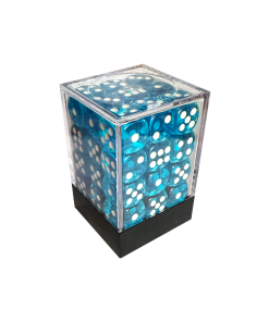 Central Dice - 36 d6 de 12mm: Translúcido Azul Claro e Branco