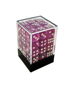 Central Dice - 36 d6 de 12mm: Translúcido Roxo Claro e Branco